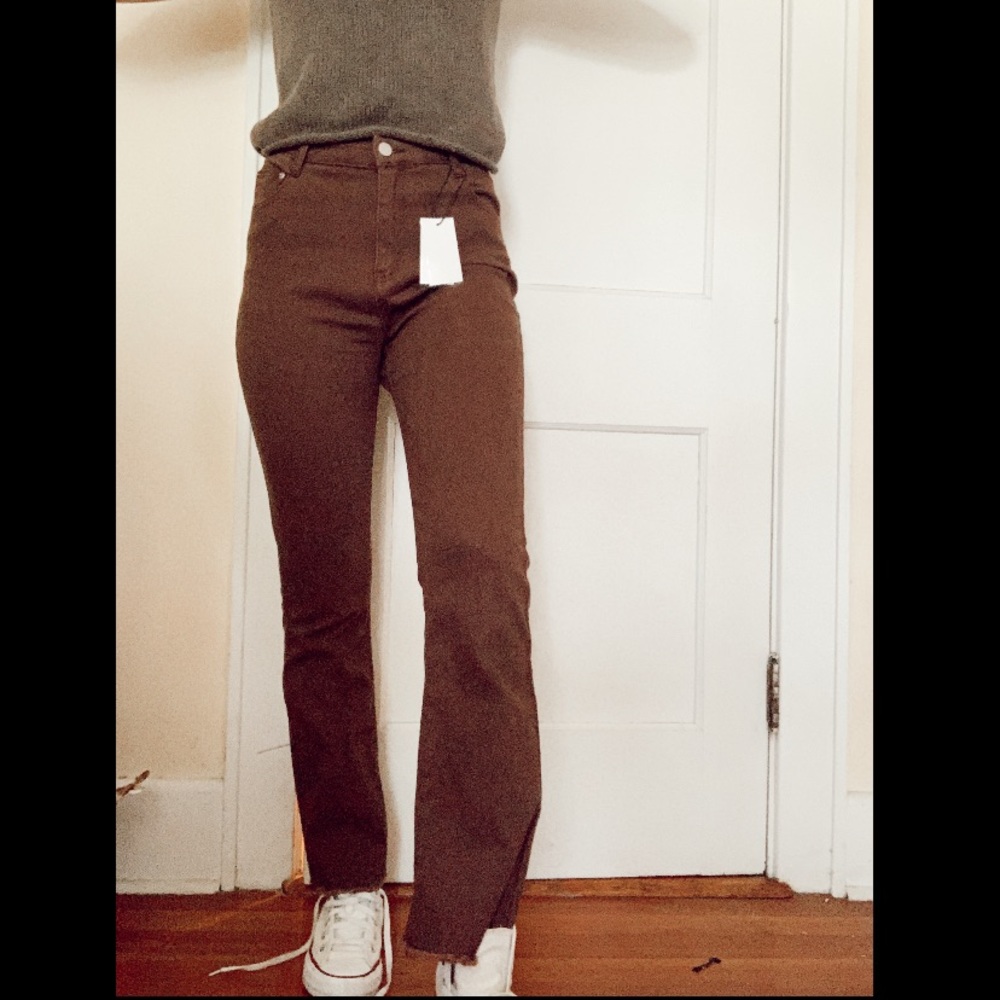 Brown high waisted pants.
